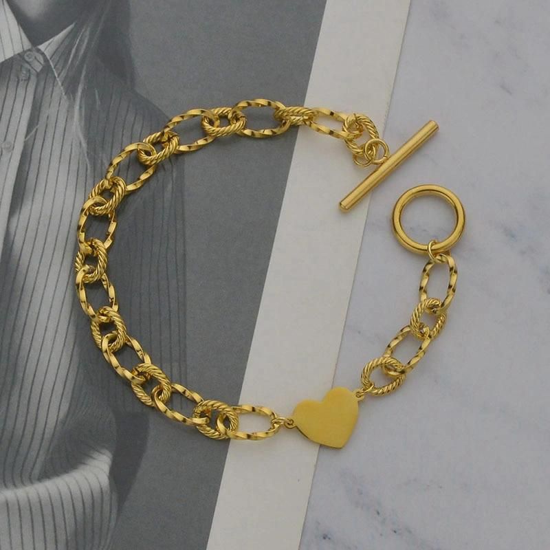 Hip Hop Bracelet Stainless Steel Net Red Temperament Printed Heart Bracelet