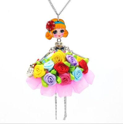 Flower Lace Dress Doll Necklace