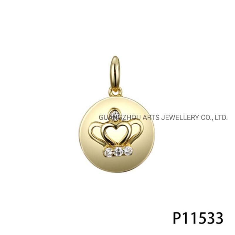 New Arrival Crown on The Round Silver Pendant