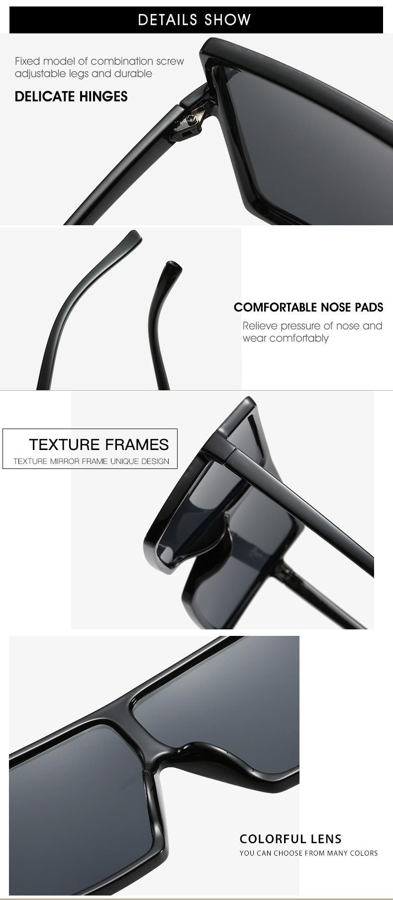 Best Selling Chinese Eyeglasses Factory Trendy Women Hot Sales Cheap Plastic Frame Wholesale Colorful Oversized Square Frame Sunglasses