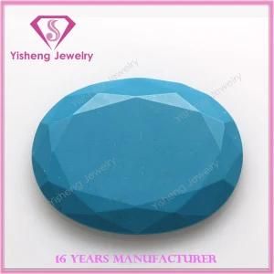 Oval Shape Faceted Both Sides Factory Blue Turquoise Stone