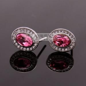 Fashion Solid 925 Sterling Silver Rose Stone Earring (BACE5497)