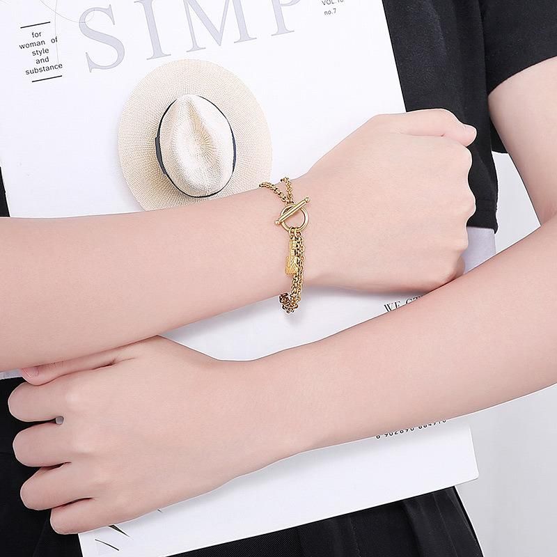 Fashion Jewelry Hot Sell Guitar Pendant Ot Buckle Stainless Steel Bracelet for Woman