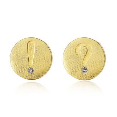 Exclamation and Question Mark Sterling Silver 925 Ear Studs