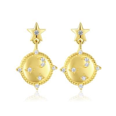 New Arrival 925 Silver Jewelry Gold Plated Star Ear Stud