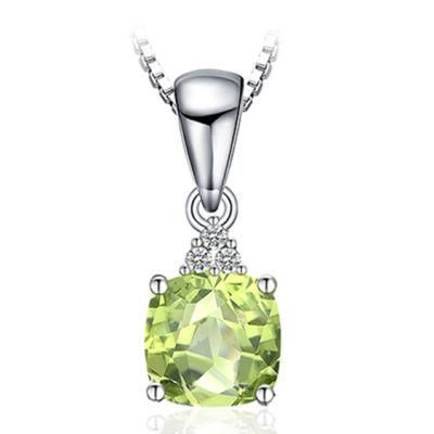 Gemstone Peridot Pendant Necklace 925 Sterling Silver Fashion Jewelry for Women Wholesale