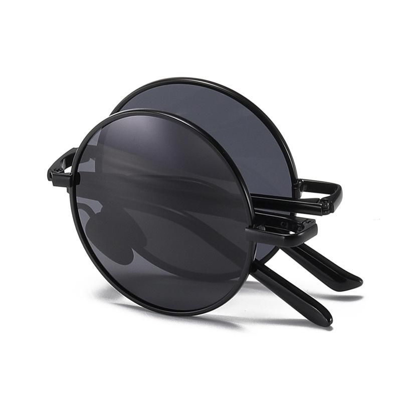 Delicate Foldable Multi Colors Ultra-Light Metal Round Keyhole Sunglasses