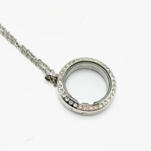 Stainless Steel Pendant Round Glass Necklace Jewellery
