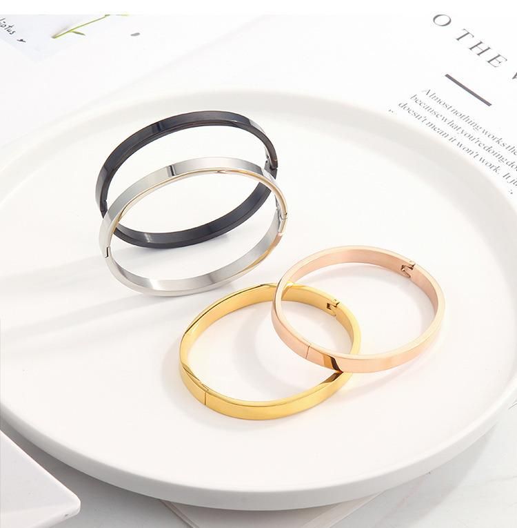 Women Jewelry Flat Bangle Custom Adjustable 18K Gold Bracelets