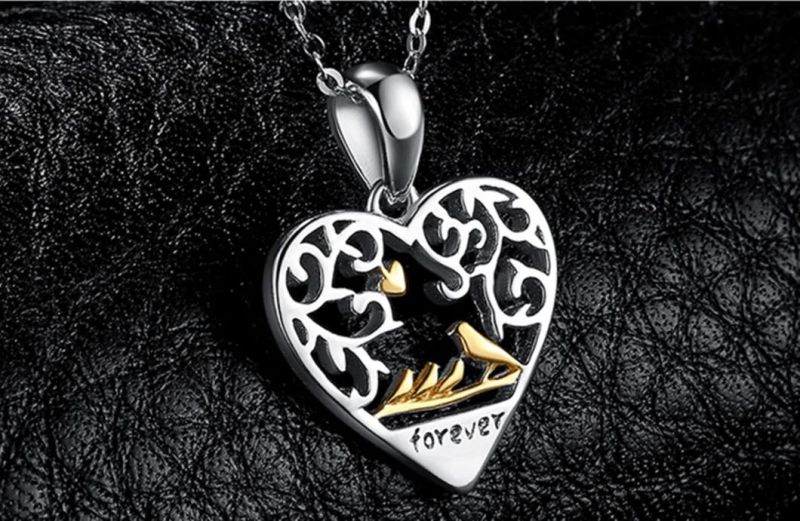 925 Sterling Silver Pendants Necklace Birds Hollow Heart Family Pendants for Women Fashion Jewelry Wholesale