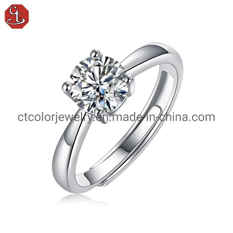 Wholesale Jewellery 1 CT Wedding Moissanite Diamond Ring Fashion Jewelry for Women