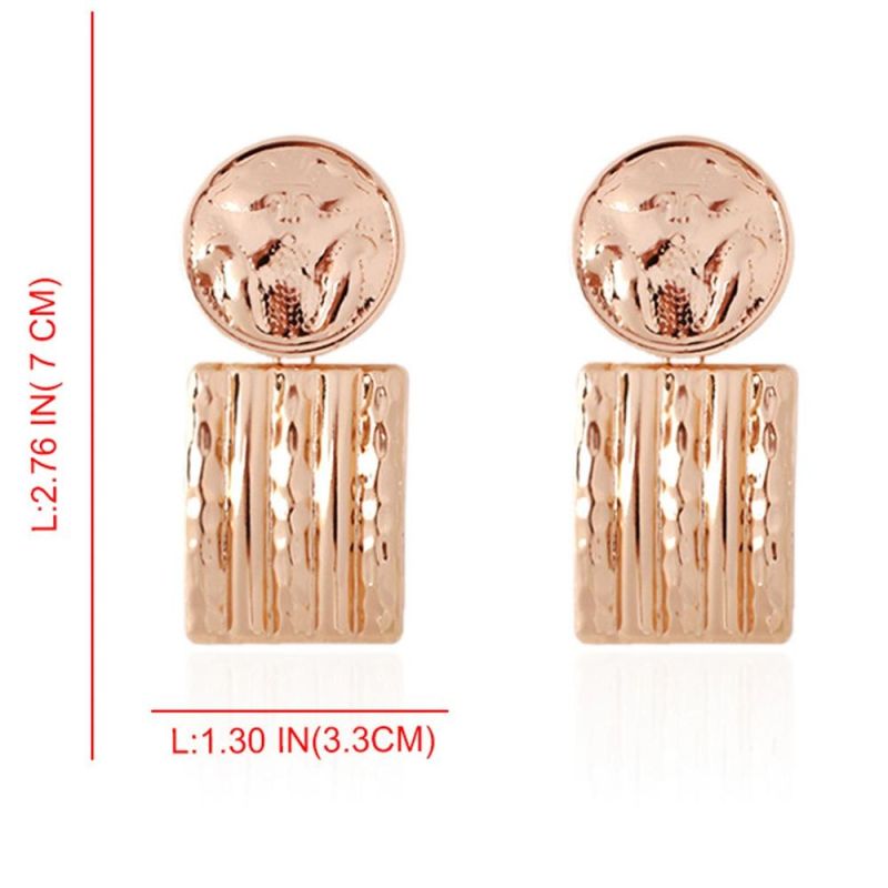 Creative Three-Dimensional Flower Carving Badge Earrings Exaggerated Metal Cold Wind Earrings