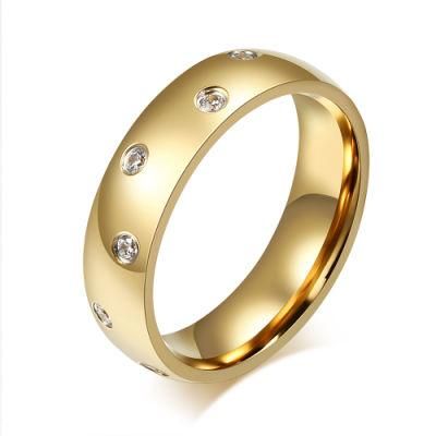 Gold Plating Gluing Stone Classic Jewelry Rings for Women Men Couple