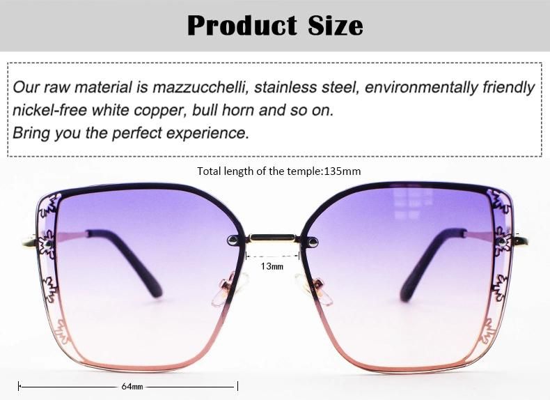 Oversize Carved Custom Logo Ready Women Sunglasses