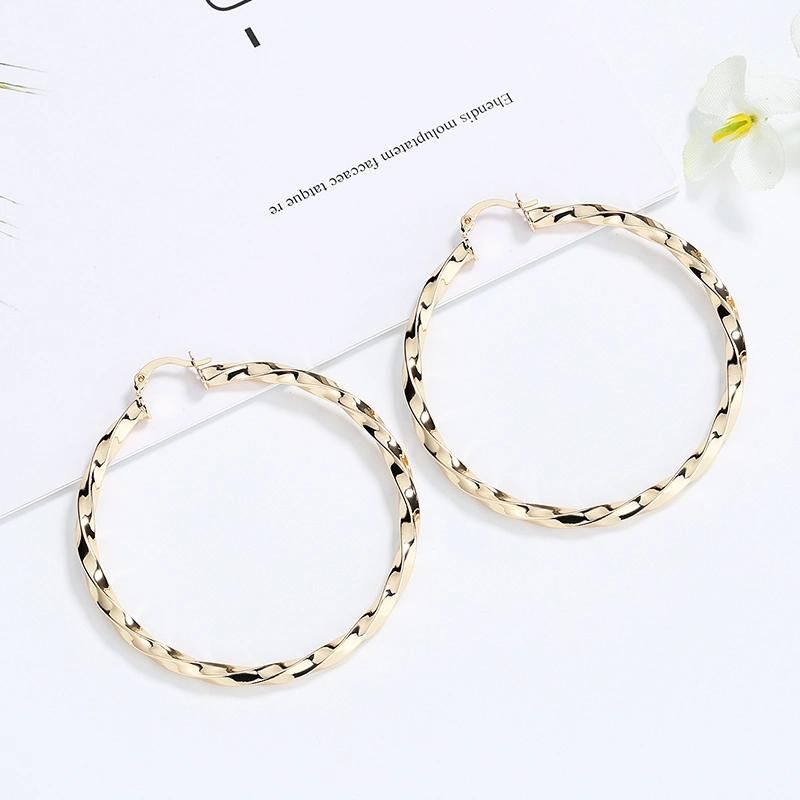 Female Fashion Jewelry Round Earring Champaign Gold Simple Earrings