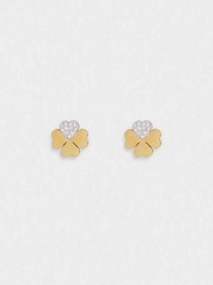 Fashion Jewelry Stainless Steel Four Leaf Clover Stud Earrings with Shamrock