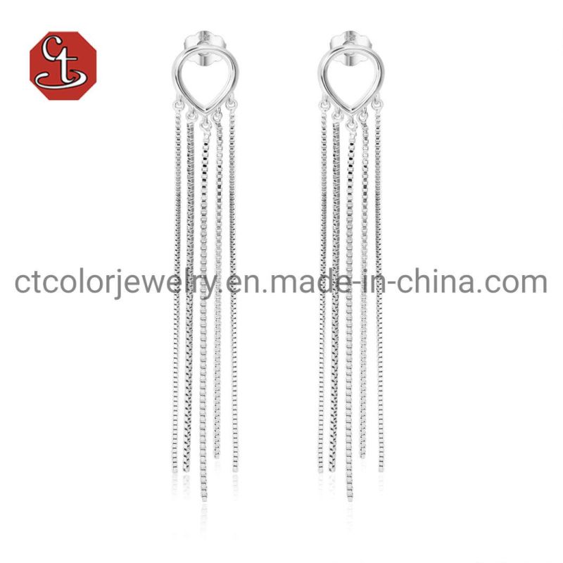 Fashion Silver Jewelry 18k Gold Tassel Earrings for Women Girls