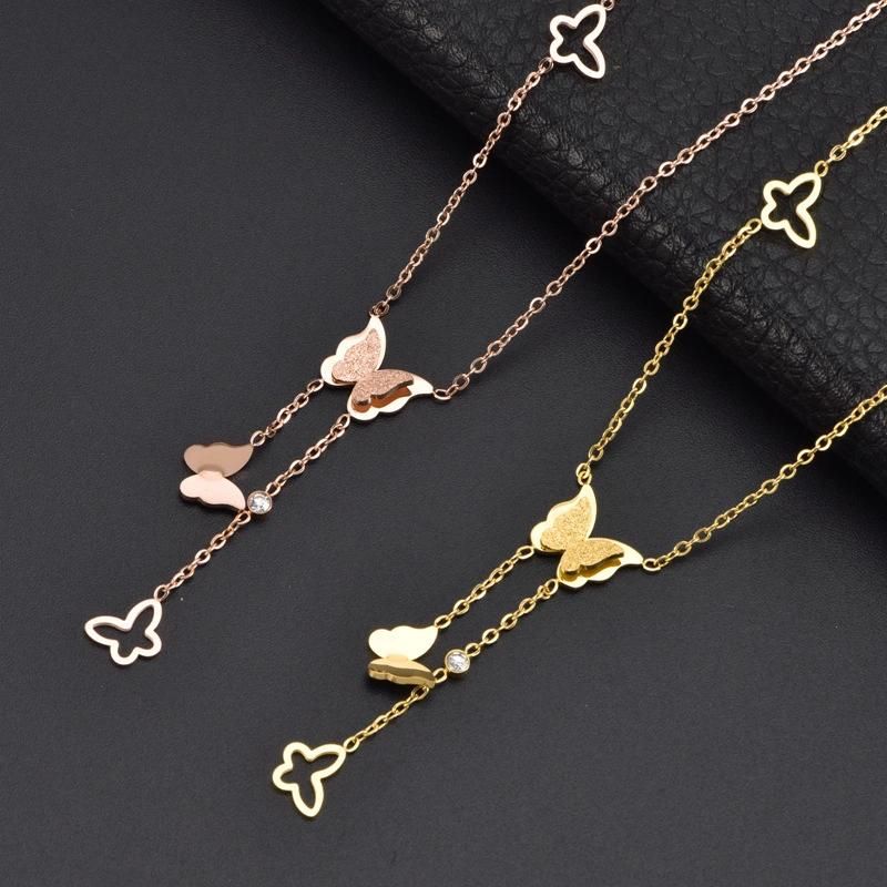 Manufacturer Custom Non Tarnish Fashion Jewelry High Quality Waterproof New Arrivals 18K Stainless Steel Butterfly Necklace jewellery