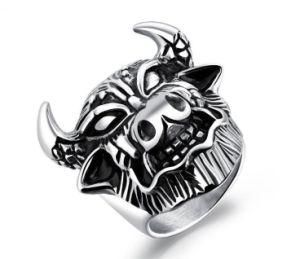 New Arrival Mens Boys 316L Stainless Steel Cool Cow Head Punk Gothic Style Silver Cool Ring Hot Saling
