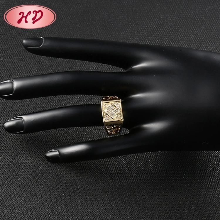 18K 14K Gold Plated Fashion Wedding Engagement Jewelry Stainless Steel Silver Man Finger Rings Design