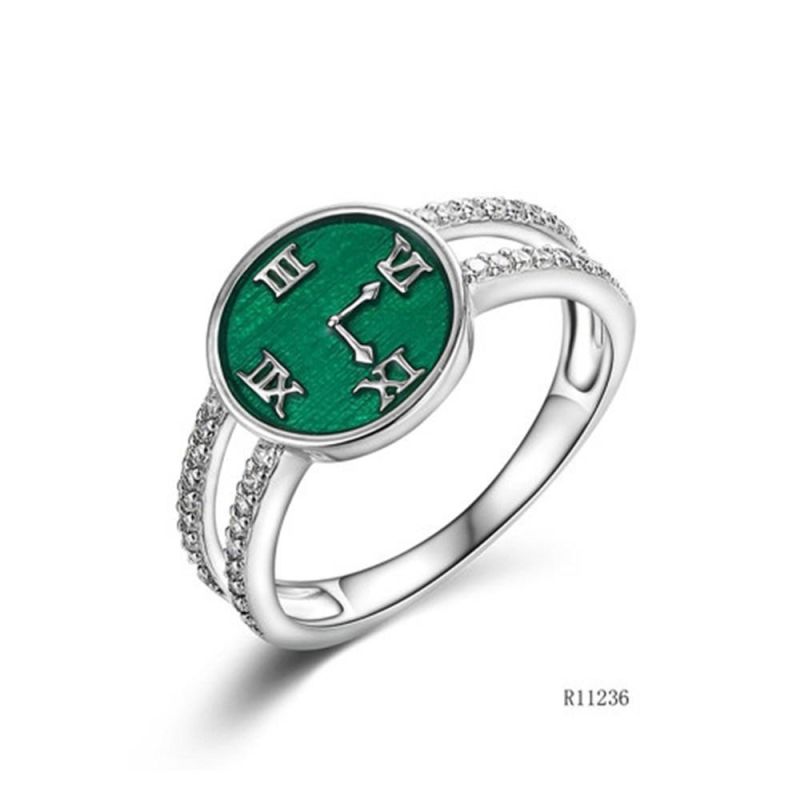 Time Theme 925 Sterling Silver with Enamel Round Ring