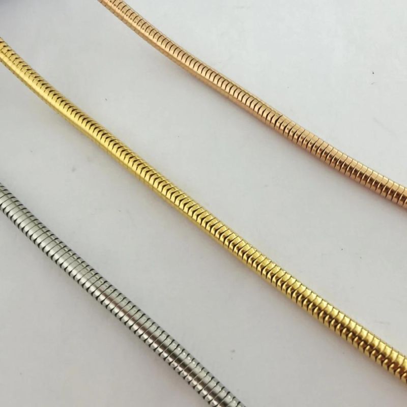Stock Fashion Jewelry Soft Round Snake Chain Non-Tarnish Stainless Steel Necklace for Pendants Necklaces Handcraft Design