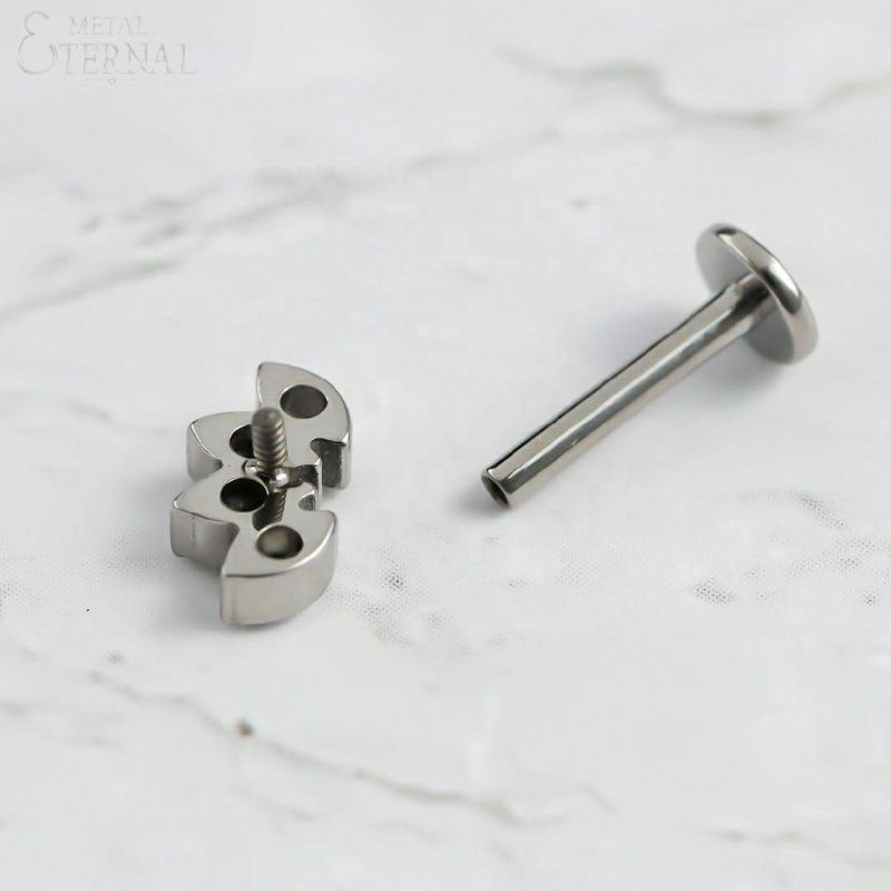 Eternal Metal ASTM F136 Titanium Marquise CZ Internally Threaded Labret Body Piercing