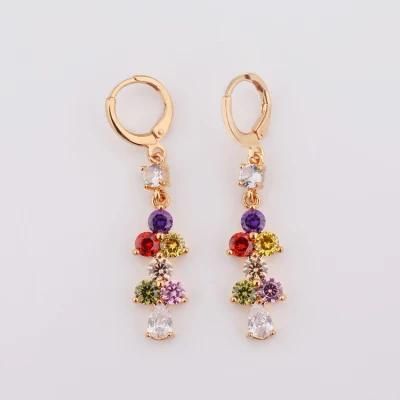 Factory Direct Sale Zircon 24K Saudi Gold Flower Drop Earrings Jewelry