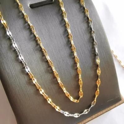Direct Supplier Stainless Steel Fashion Jewelry Embossed Chain 18K Yellow Gold Plated Bracelet Jewellery Necklace 16inch