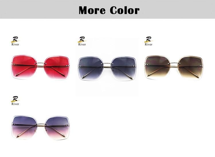 Round Diamond-Encrusted Rimless Women Wholesale Sunglasses