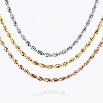 Wholesale 14K Gold Plated Twist Curb Necklace Jewelry for Women Fashion Wearing