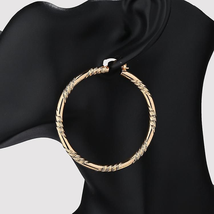 Hengdian Fashion Jewelry 2020 Fashion Design Twisted Large 18K Gold Plated Hoop Earrings