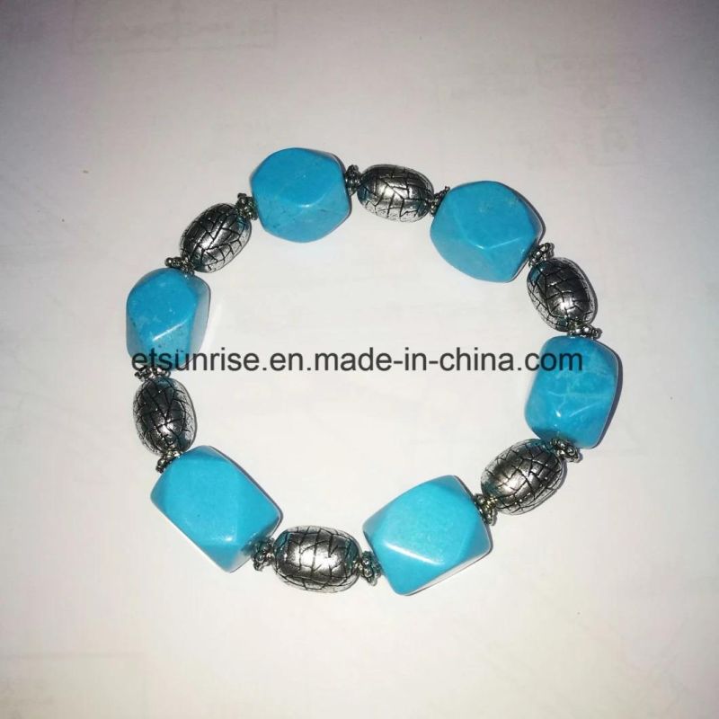 Optimized Processing Turquoise Bead Necklace with Donuts Pendant