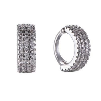 Fashionable Wholesale 925 Sterling Silver Hoop CZ Earring for Ladies