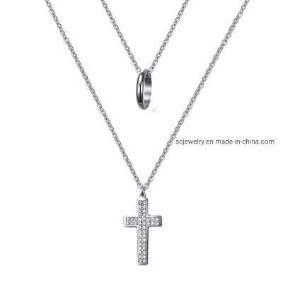 Fashion Jewelry Stainless Steel Cross and Circle Charm Pendant for Women Man