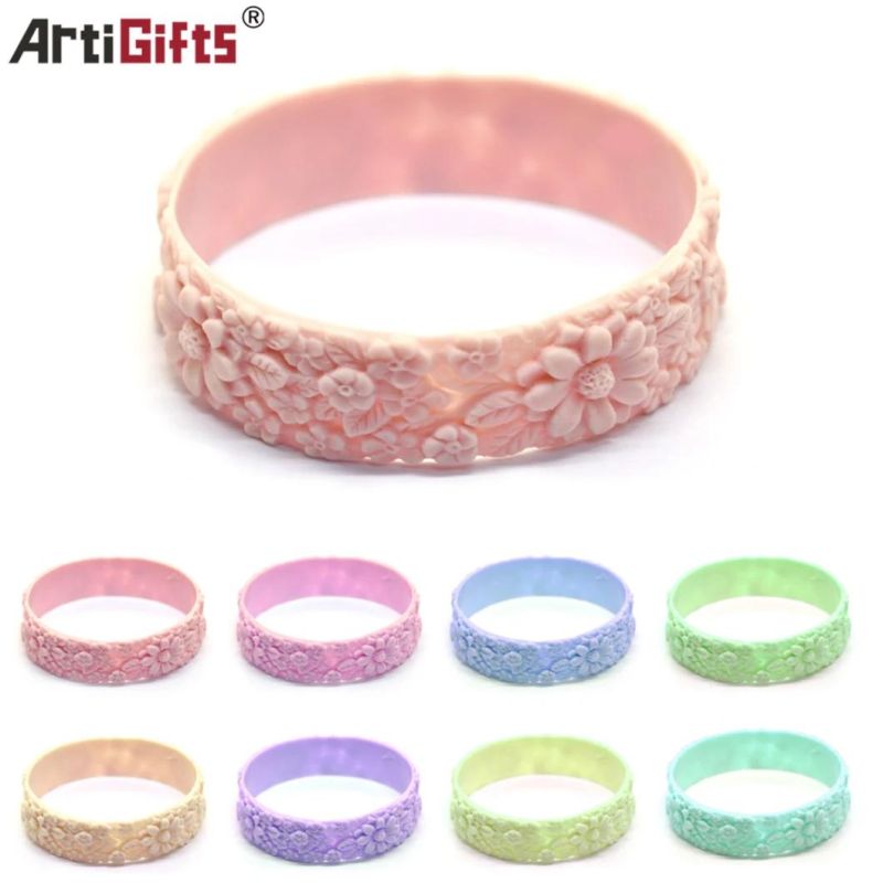 Promotional Give Away Logo Embossed Engraved Silicone Adult Bracelet