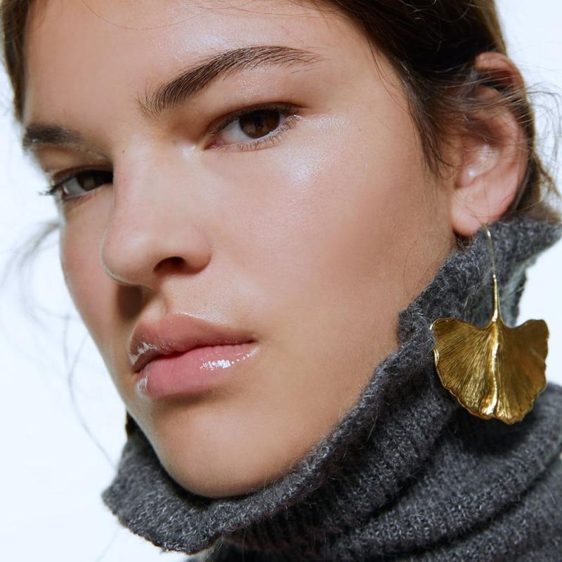 Antique Gold Plated Maple Leaf Shape Alloy Earrings