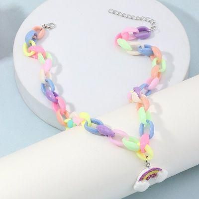 Rainbow Link Chain Necklace Jewelry Making Chains Necklace for Girls