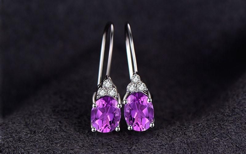 Wholesale 925 Sterling Silver Jewelry Created Gemstone Amethyst Pendant Jewelry Set