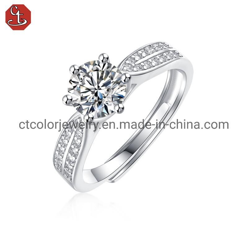 Wholesale Fashion Engagement Ring 1CT moissanite sterling silver ring for women