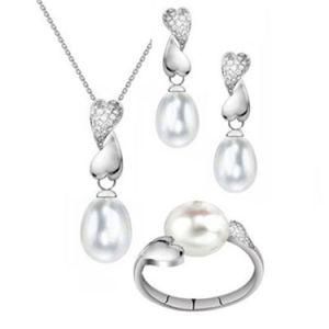 Sterling Silver Cultured Freshwater Pearl Genuine CZ Jewelry Set