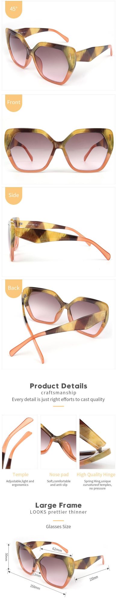 Wholesale High Quality Custom Logo Retro Sun Glasses Big Frame Sunglasses