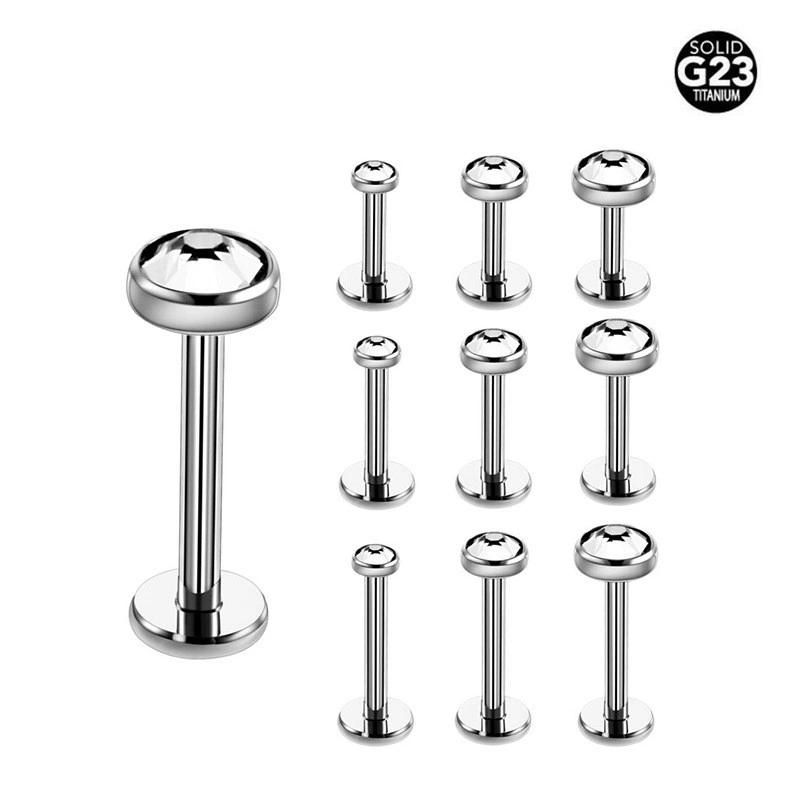 Titanium Labret Inlaid CZ Body Piercing Jewelry