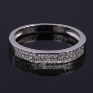 925 Sterling Silver Micro Pave Setting Ring with Rhodium Plated