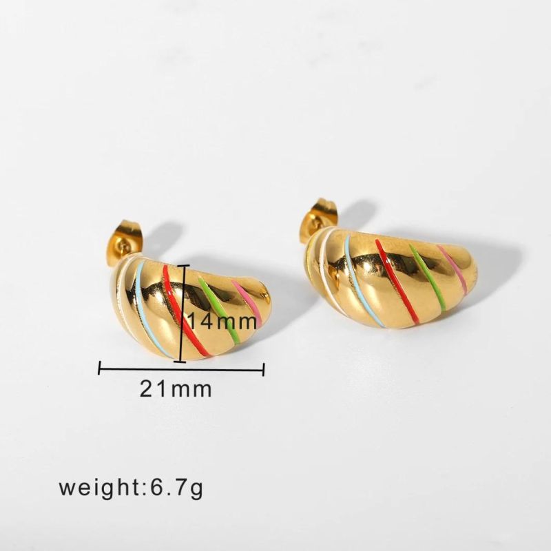 Euro-Web Celebrity Fashion Earrings 18K Gold Plated Stainless Steel Color Drop Oil Titanium Steel Earrings Geometric Earring Women