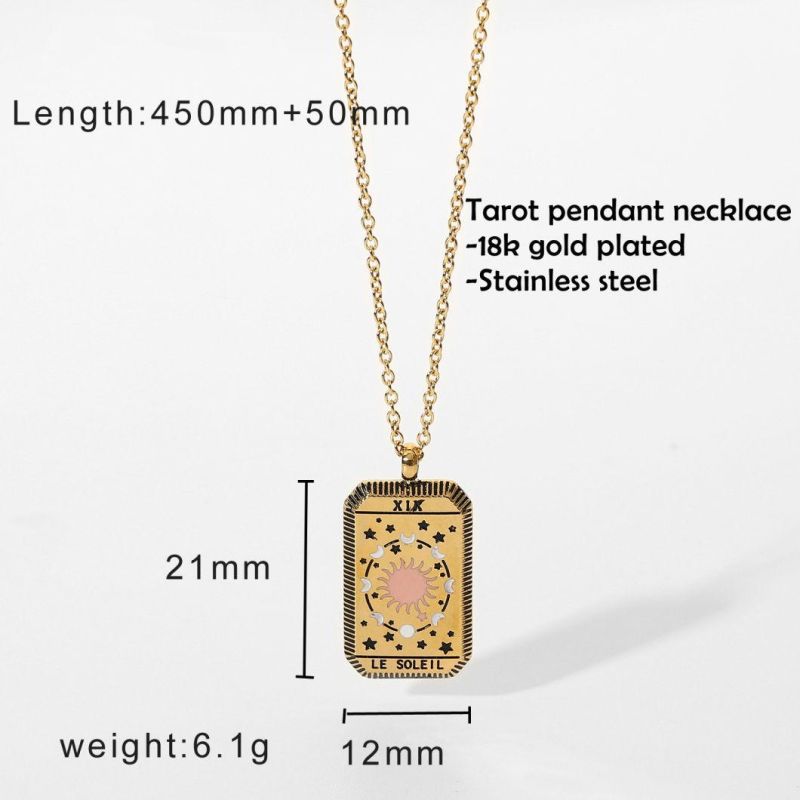 Stainless Steel Tarot Pendant Necklace for Women Pendant Necklaces Fashion Jewelry