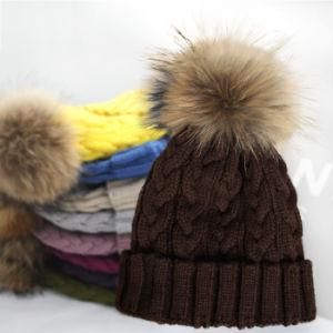 Knitted Beanies with Fur POM Ball Hats