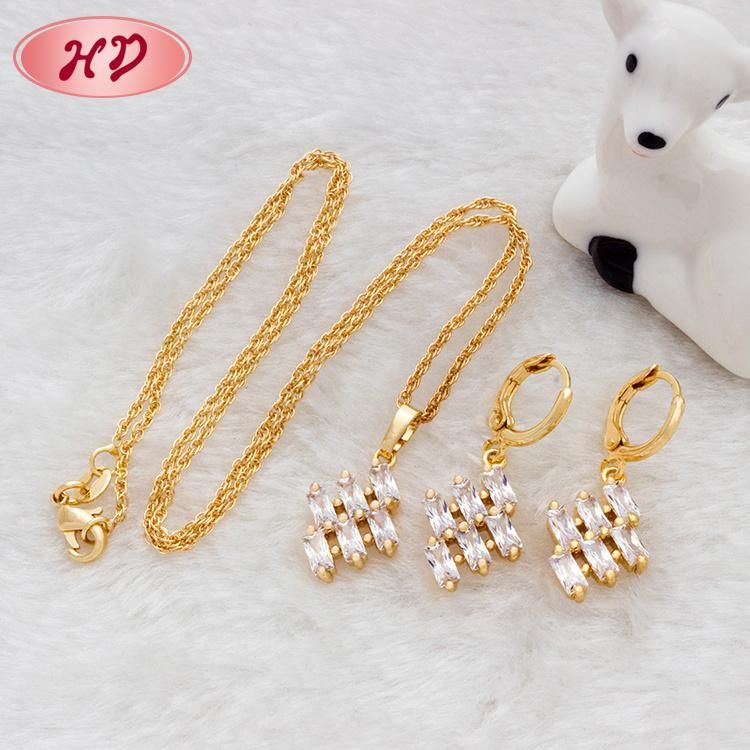 Fashion 18K Gold Plated AAA Cubic Zirconia Costume Imitation Charm Jewelry Sets