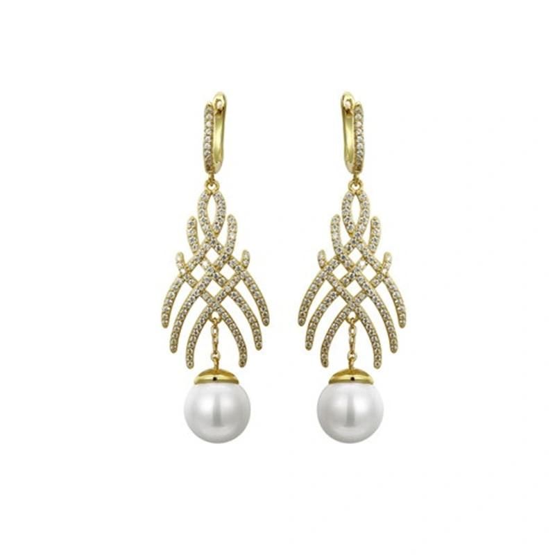 925 Silver Pearl Drop Earring with Gold Plating