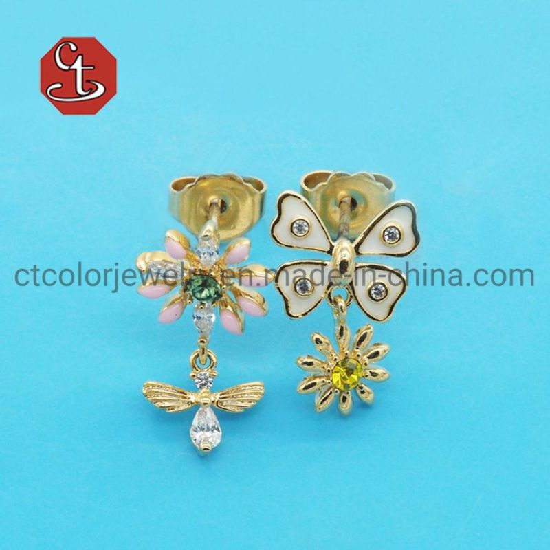 Popular Holy Cross Silver Earring 14K Color Heart Love Earring Fashion Sterling 925 Silver Jewelry